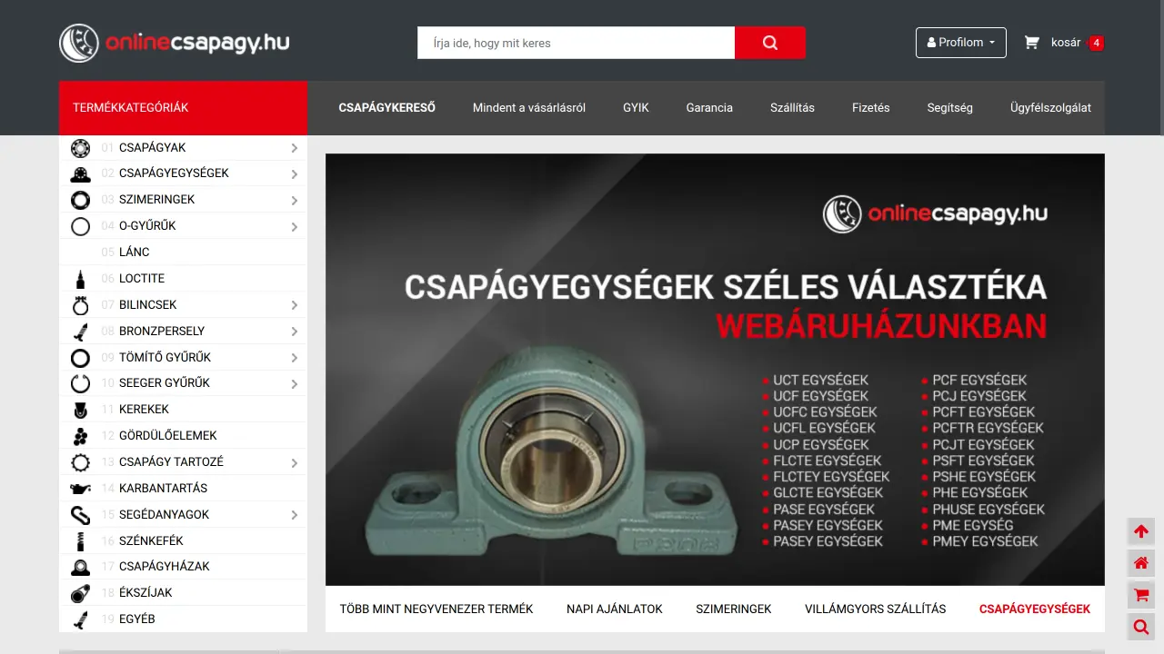 Custom Webshops - Onlinecsapágy